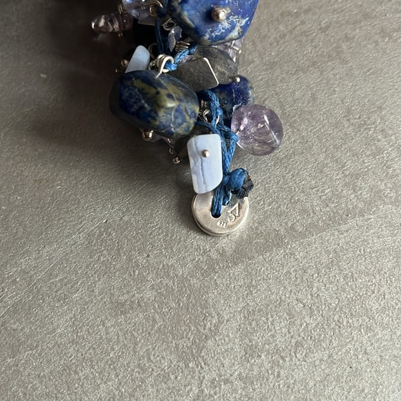 Blue Stone and Sterling Silver Multistrand Bracelet - Picture 5 of 5